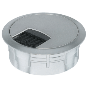 PASSA CABOS 60MM COM ESCOVA FLEXÍVEL NA TAMPA - NIQUELADO