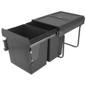 Lixeira 400MM 2X20L plástico/aço - Cinza escuro