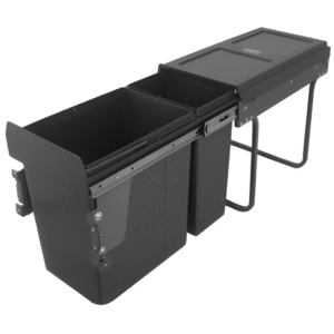 Lixeira 300MM 1x10L+1x20L plástico/aço - cinza escuro